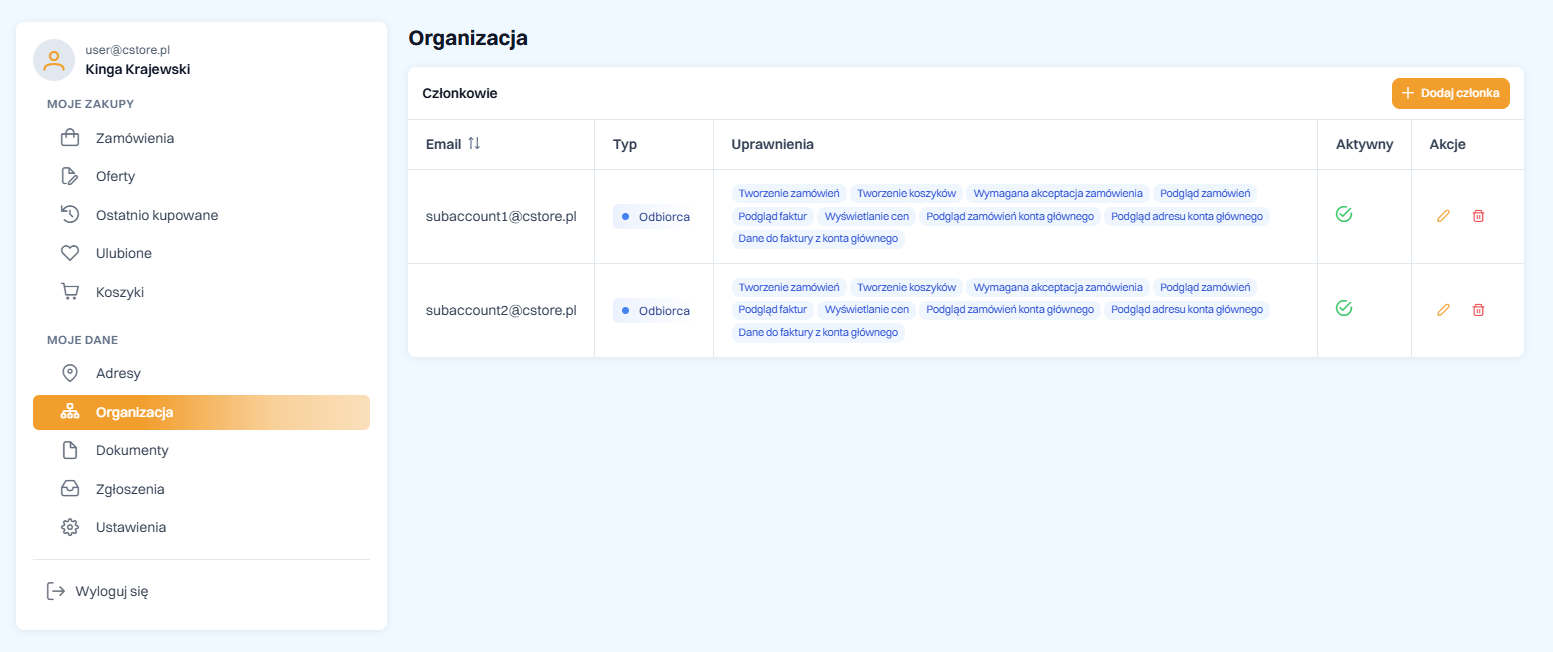Konta pracownicze i uprawnienia w organizacji klienta